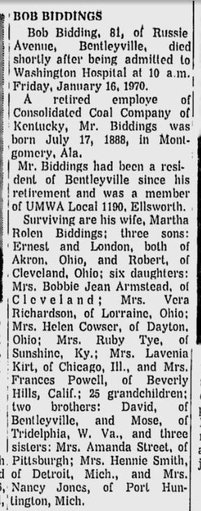 Bob Biddings obit